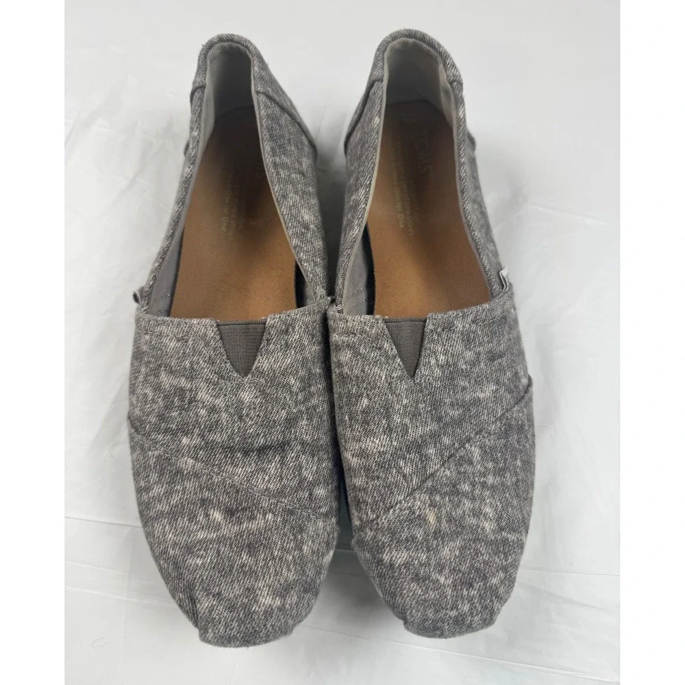 TOMS Womens Classic Alpargata Grey Heathered‎ Marl Canvas Slip On Flats Size 8.5